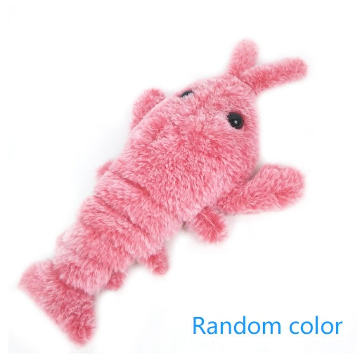 Soft plush interactive cat toy shaped like a lobster in a cozy design with USB charging feature