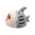 Cozy semi-enclosed shark-shaped pet den with soft plush texture for cats and small dogs