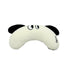 Curved plush cat pillow with playful eye design and soft black ear accents for cozy pet comfort