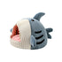 Cozy semi-closed shark-shaped pet den with plush interior, blending luxury and modern design for pets