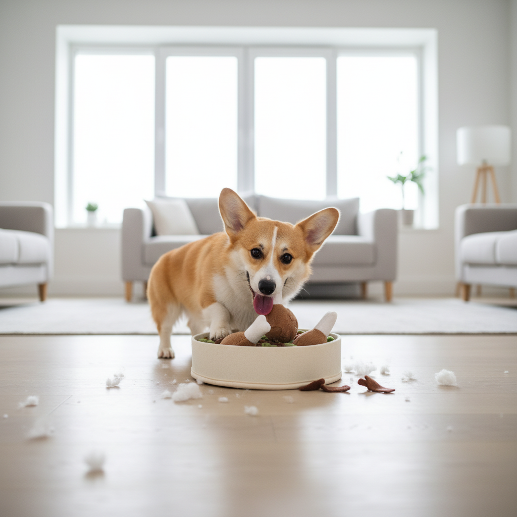 Corgi mit Snuffle Bowl